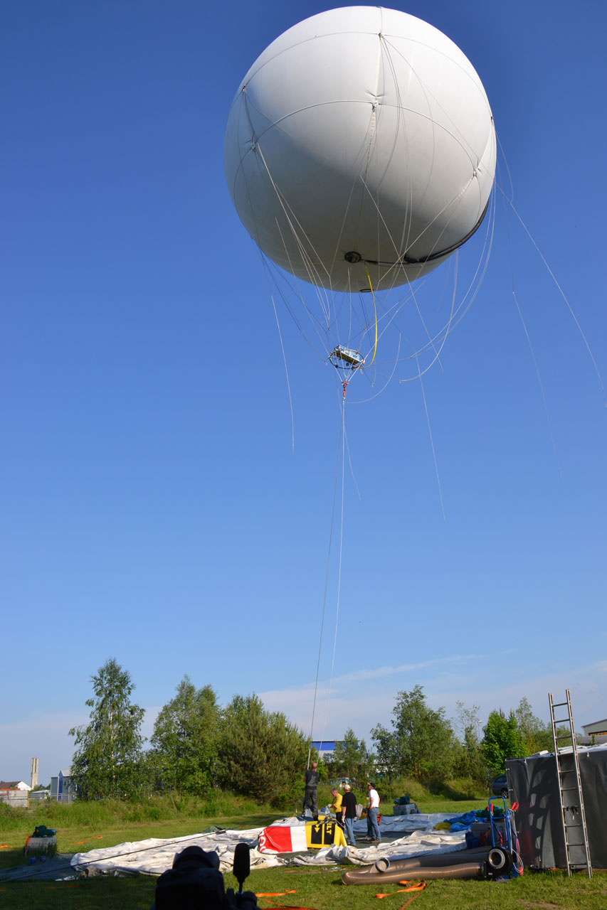 Aufstieg des Ballons bei Windböen Aufstieg